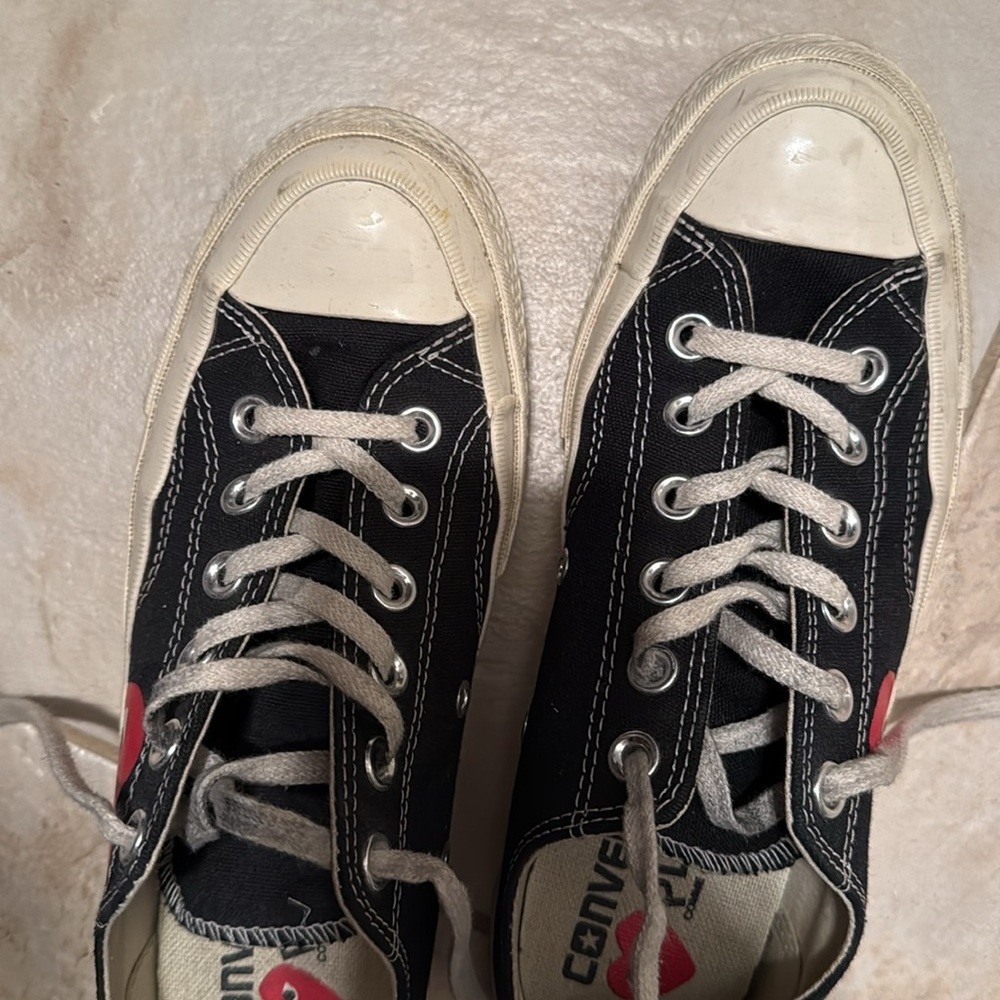 Black Canvas Sneaker with Red Heart Detail - Women's Shoes - Picture 10 of 11